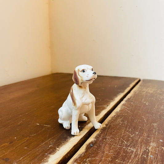 White Ceramic Beagle Statue- Vintage