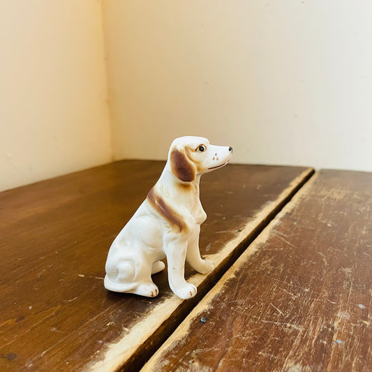 White Ceramic Beagle Statue- Vintage