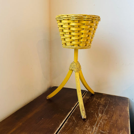 Yellow Tripod Plant Stand- Vintage