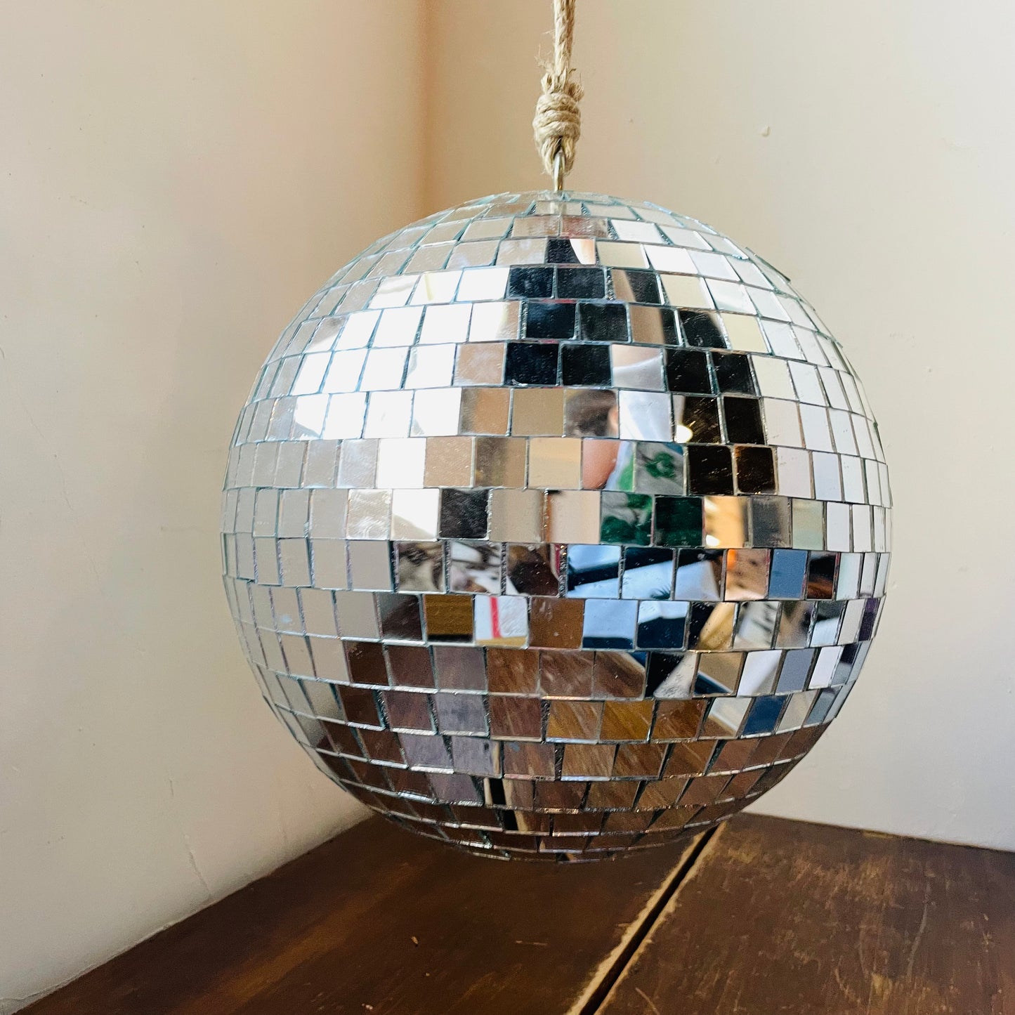 Disco Ball with Jute Rope