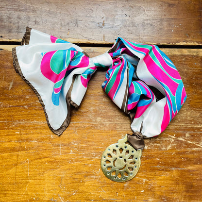 The Rosalinda Horse Brass Scarf Necklace