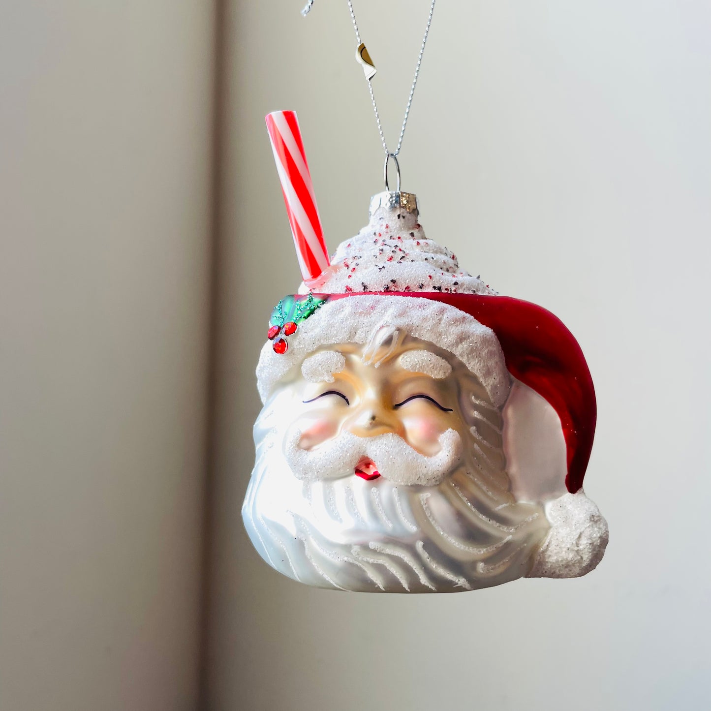 Santa Mug with Whipped Cream Ornament