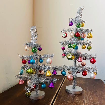 Vintage Tinsel Tree with Ornaments