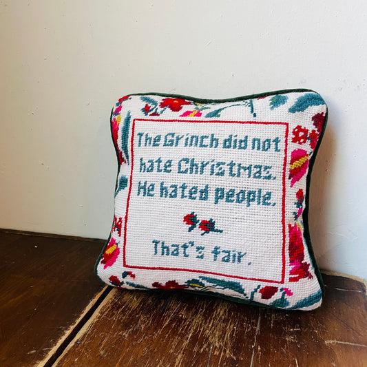 The Grinch Needlepoint Pillow