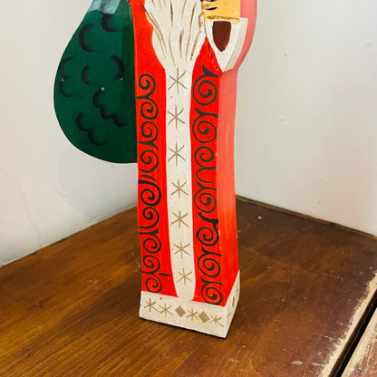 Painted Wooden Santa Sculpture