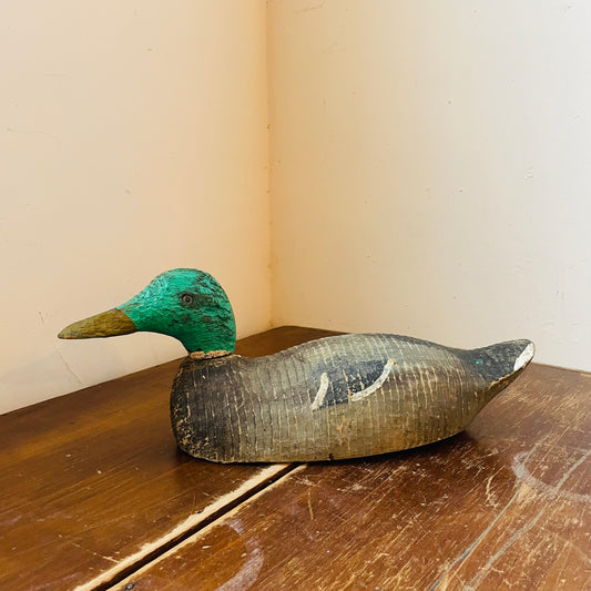 Carved Wooden Mallard Decoy SOLD AS IS- Vintage