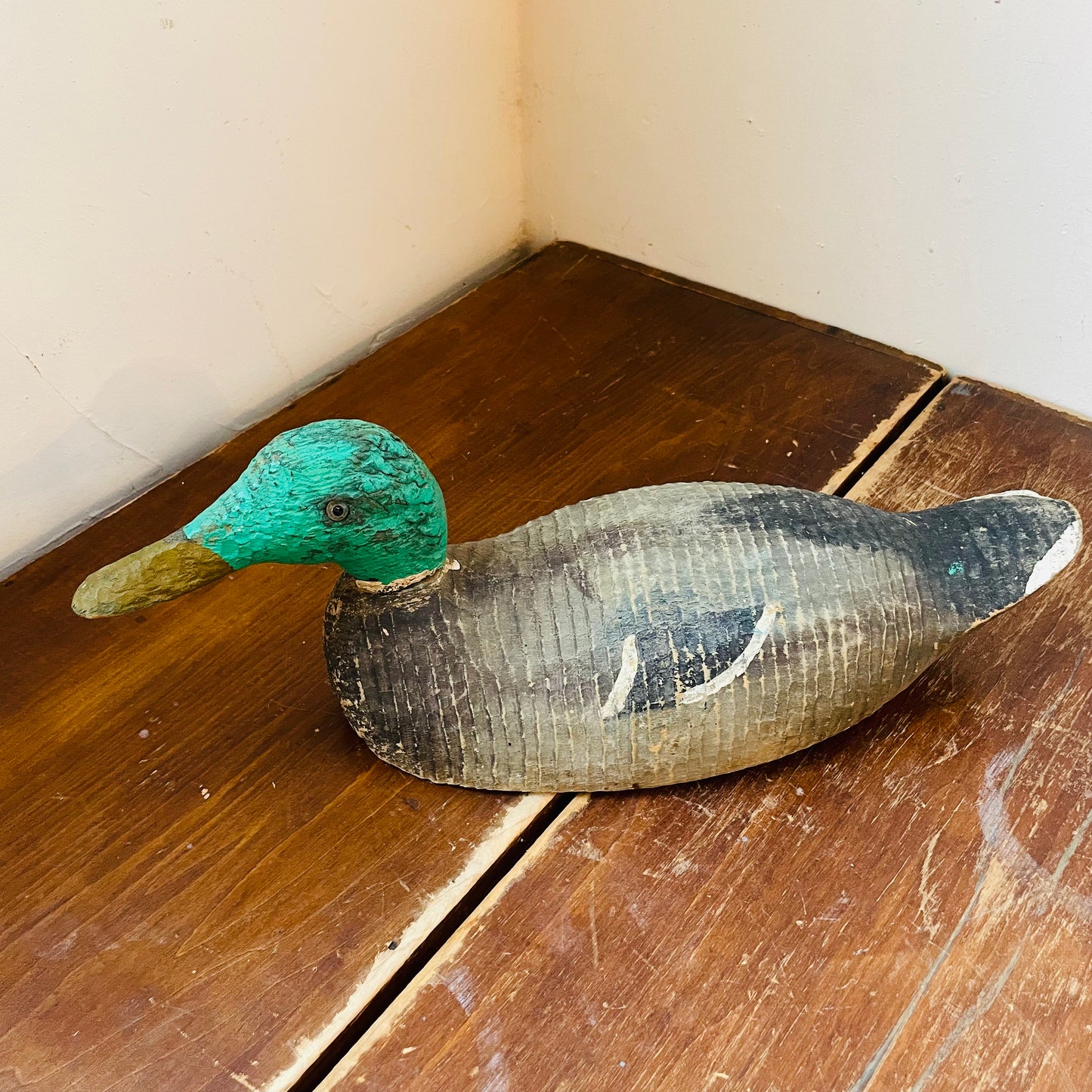 Carved Wooden Mallard Decoy SOLD AS IS- Vintage