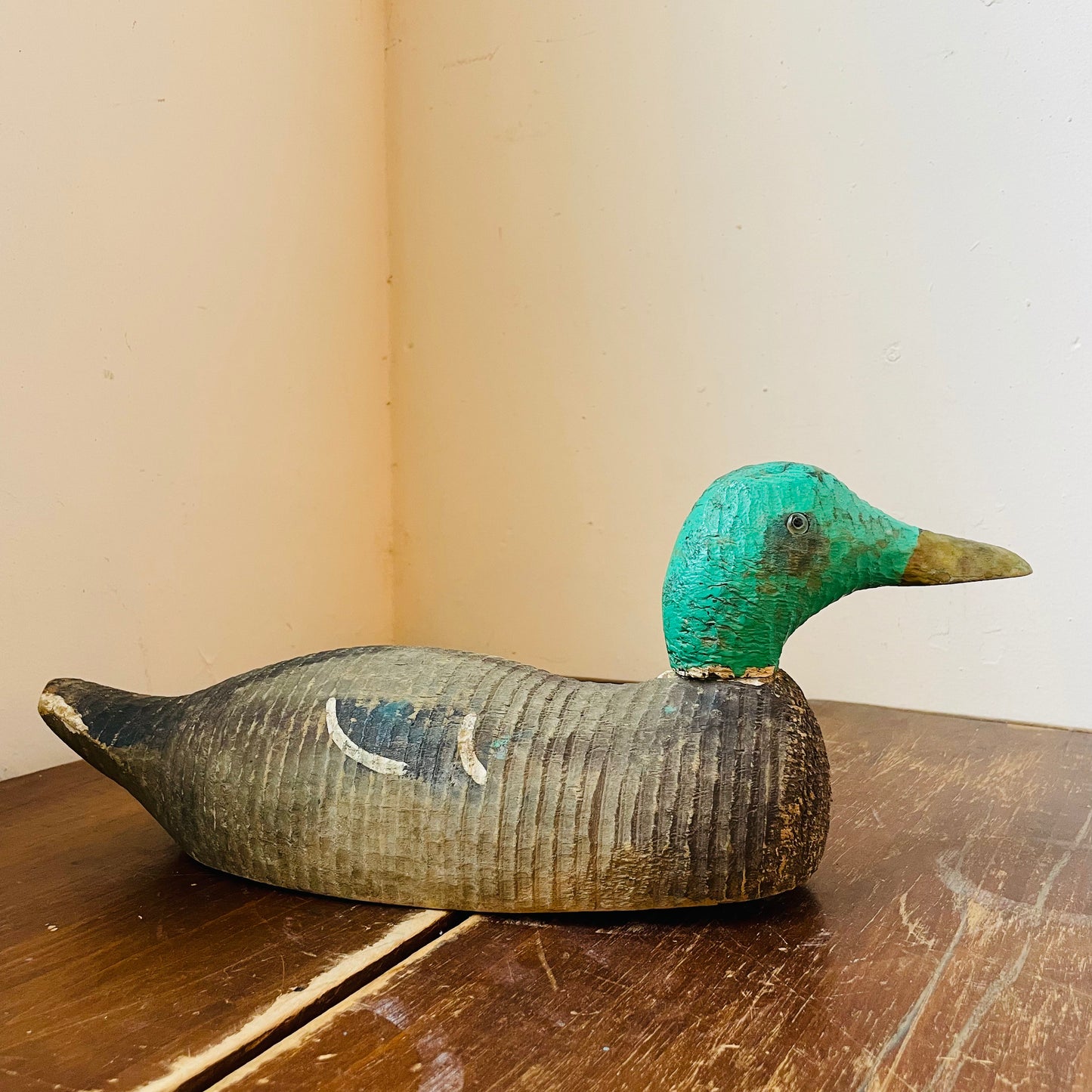 Carved Wooden Mallard Decoy SOLD AS IS- Vintage