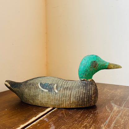 Carved Wooden Mallard Decoy SOLD AS IS- Vintage