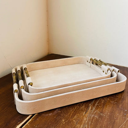 Cream Shagreen Tray