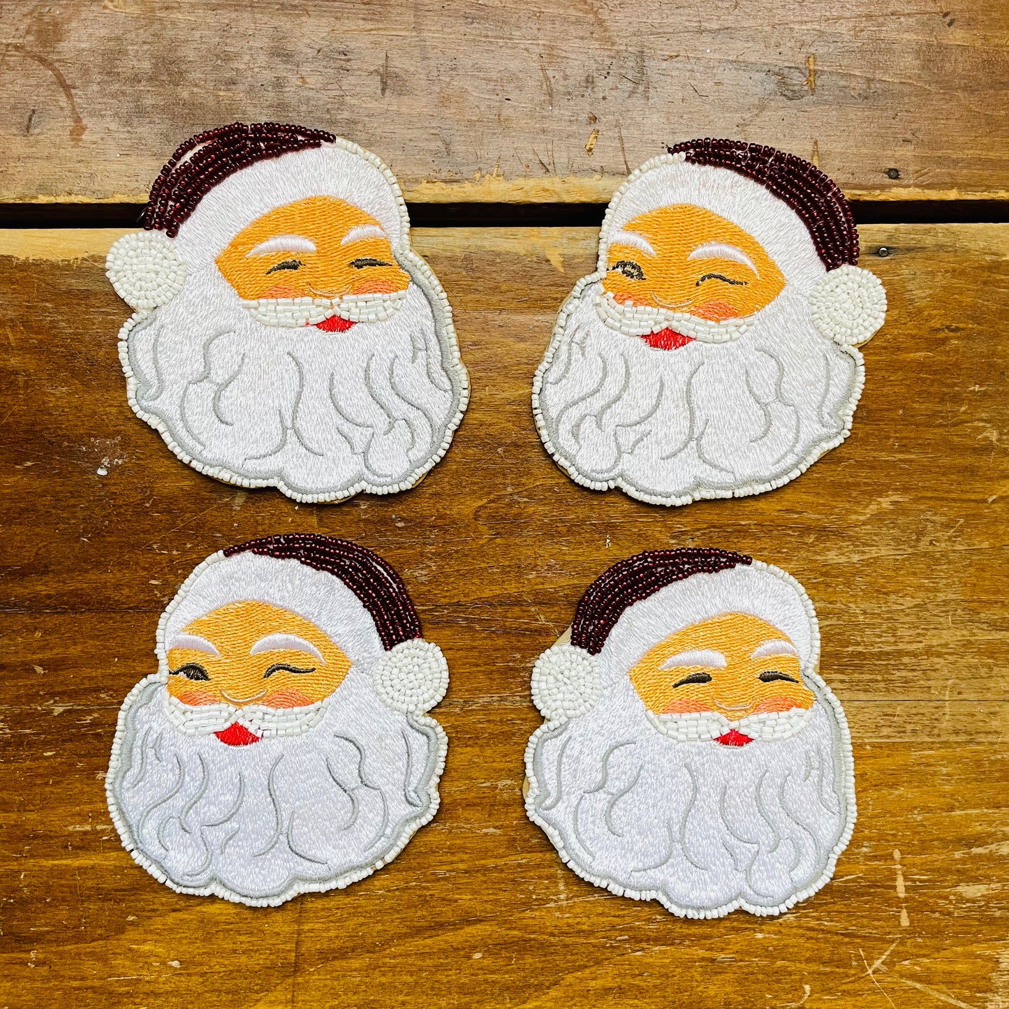 Beaded Santa Coaster- Set of 4