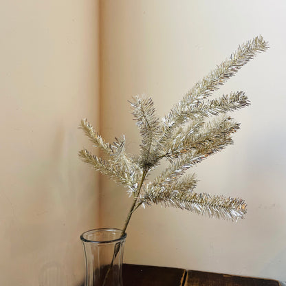 Antiqued Silver Tinsel Spray