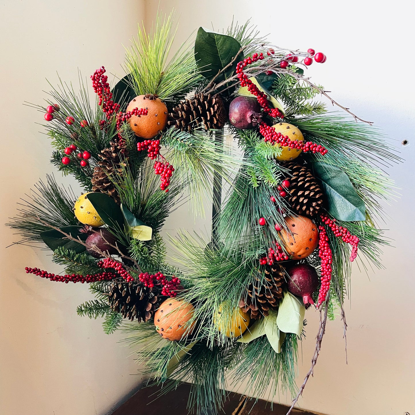 Cloved Fruit and Pine Wreath