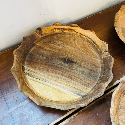 Set of 3 Mango Wood Wavy Platters