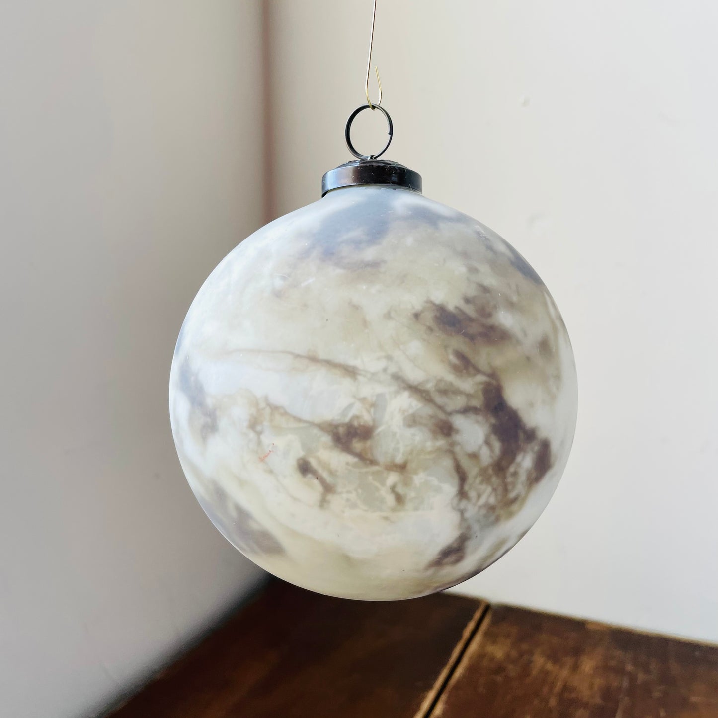 Brown Marble Mercury Glass Large Bauble