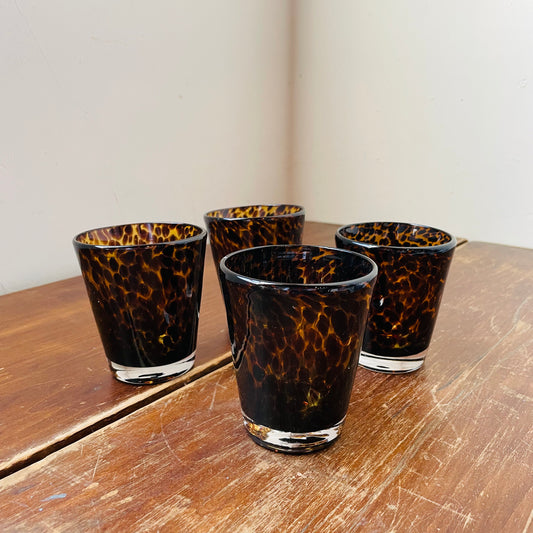 Tortoiseshell Double Old Fashion Glasses- Set of 4