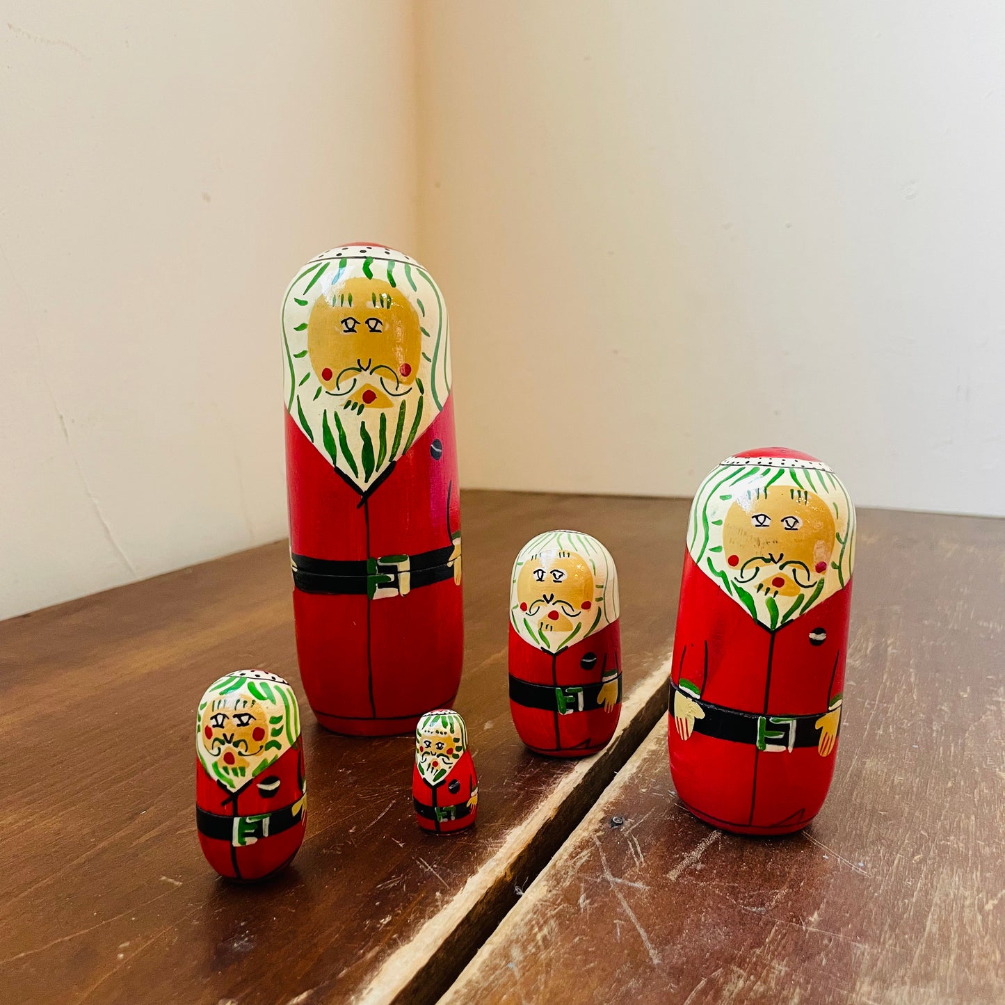 Nesting Wooden Santa Dolls