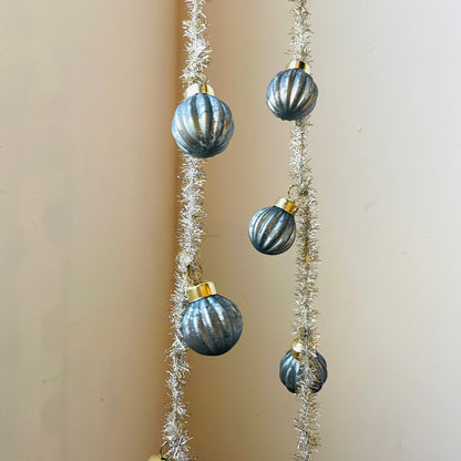 Antique Blue Glass Ball and Tinsel Garland