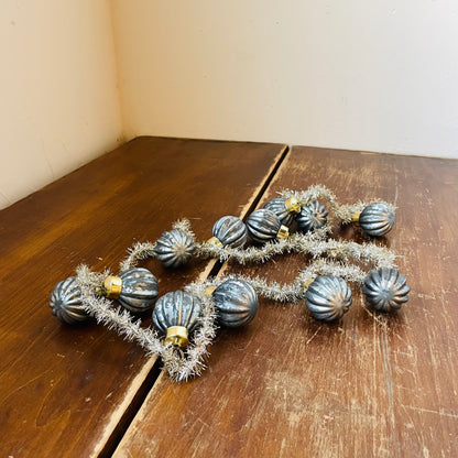 Antique Blue Glass Ball and Tinsel Garland