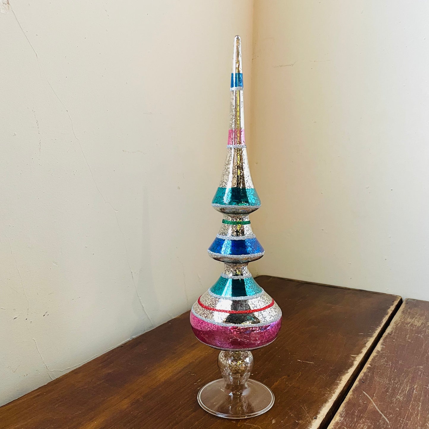 Retro Stripe Glass Tabletop Finial