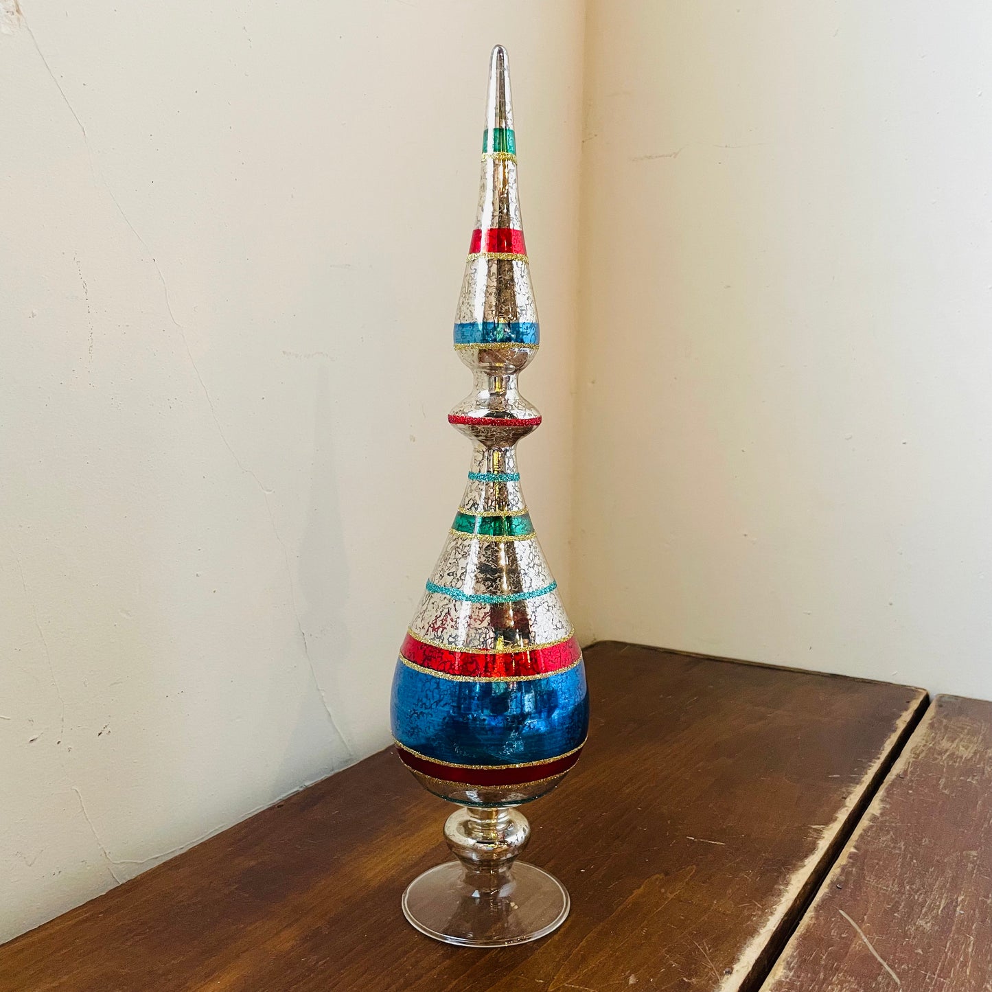 Retro Stripe Glass Tabletop Finial