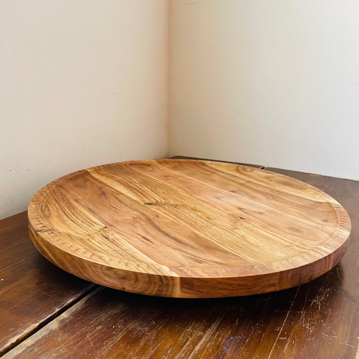 Hand-Etched Border Lazy Susan Charcuterie Board