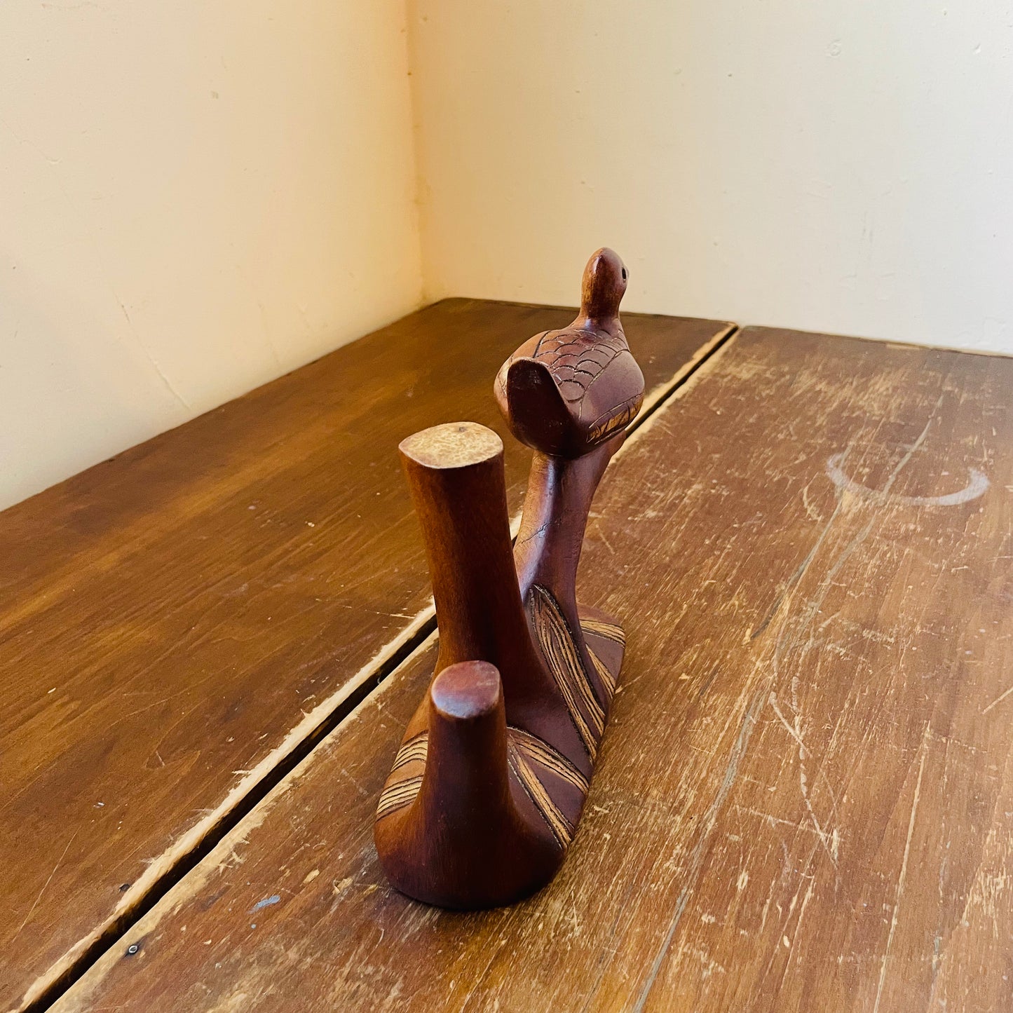 Carved Duck on a Branch- Vintage