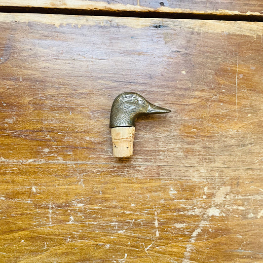 Brass Duck Head Bottle Stopper- Vintage