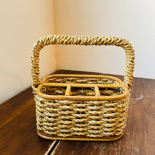 Woven Cutlery Caddy- Vintage