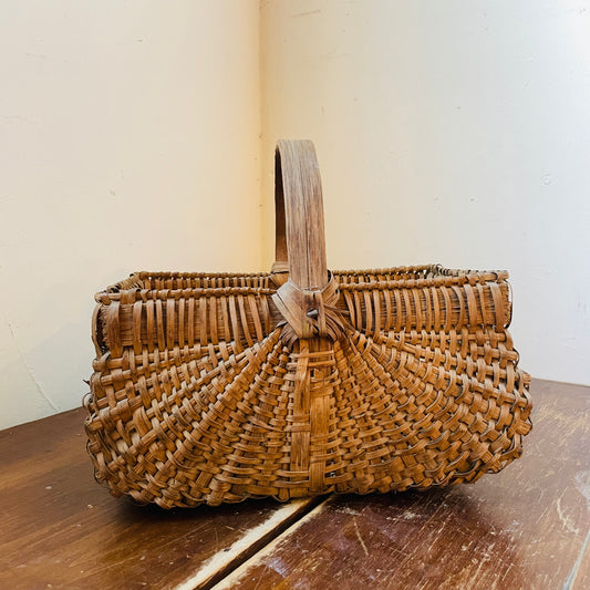 Brown Woven Butt Basket- Vintage