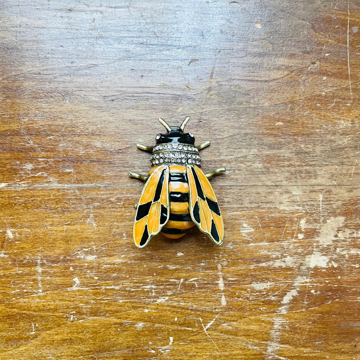Enameled Metal Bee Shaped Trinket Box