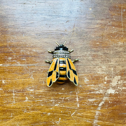Enameled Metal Bee Shaped Trinket Box