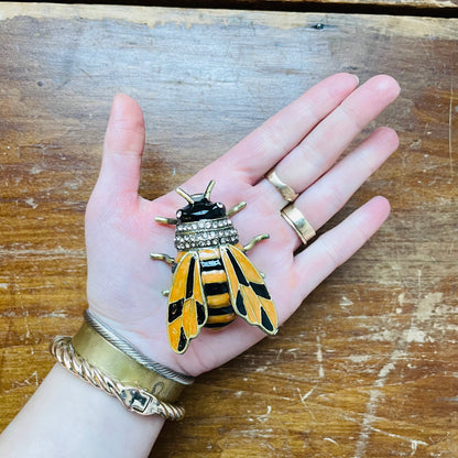 Enameled Metal Bee Shaped Trinket Box