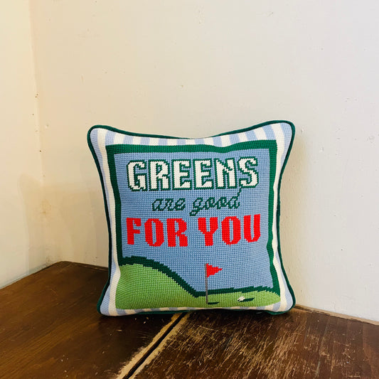 Greens are Good for You Golf Needlepoint Pillow