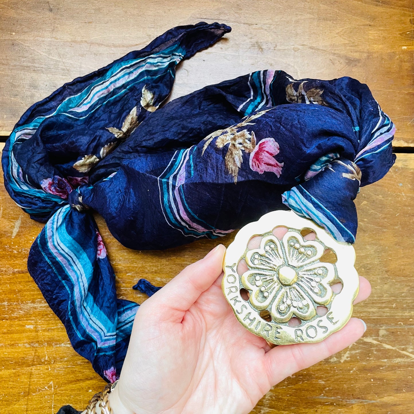 The Rosemary Horse Brass Scarf Necklace