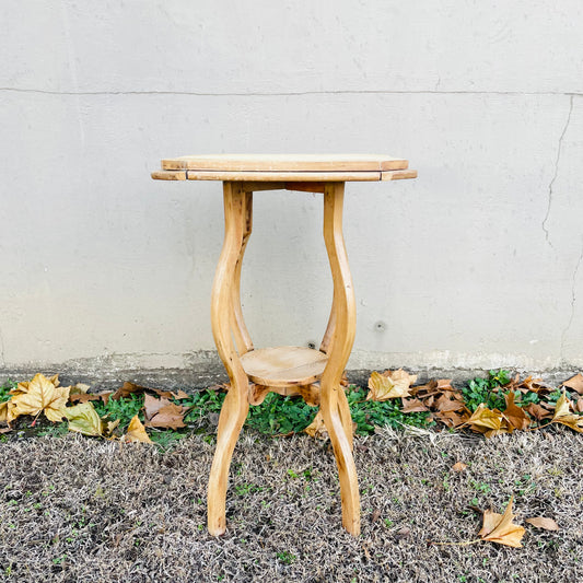 White Oak Octagon Top Plant Stand- Vintage