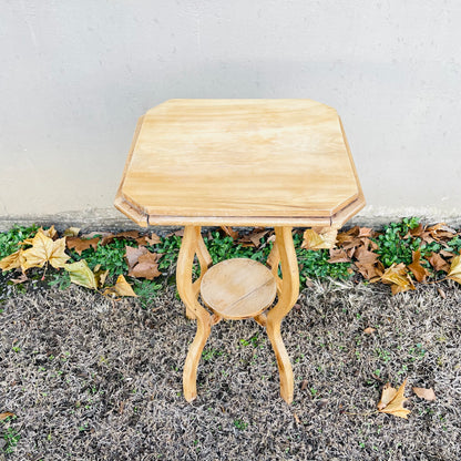 White Oak Octagon Top Plant Stand- Vintage