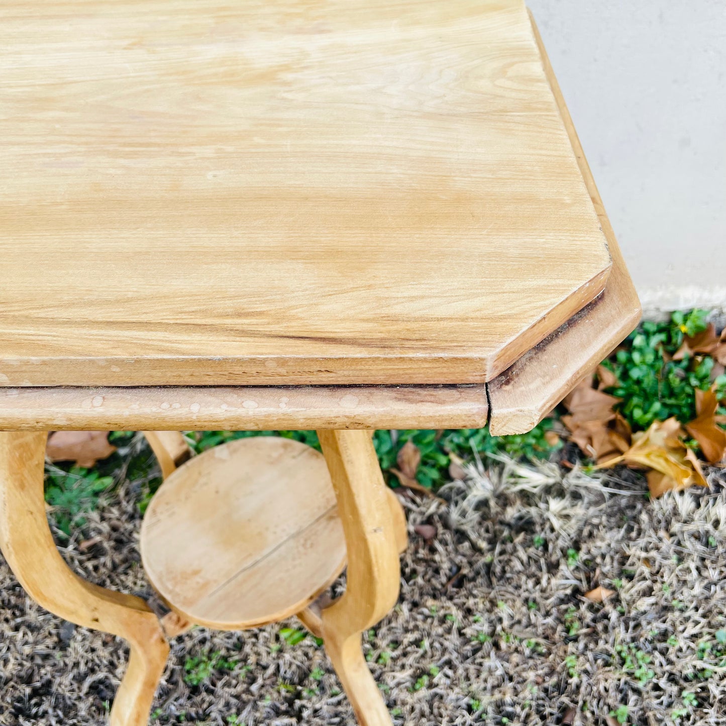 White Oak Octagon Top Plant Stand- Vintage