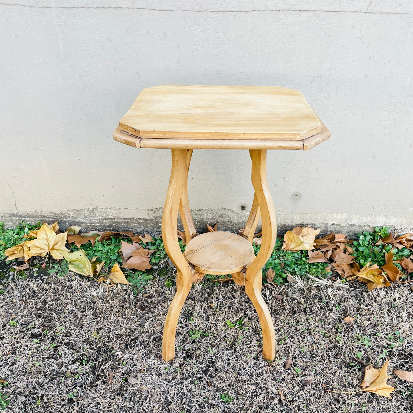 White Oak Octagon Top Plant Stand- Vintage