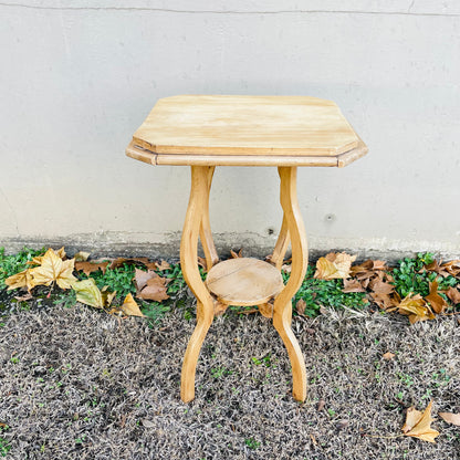 White Oak Octagon Top Plant Stand- Vintage