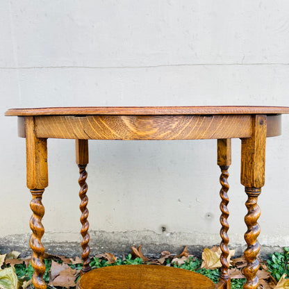 Oval Oak Barley Twist Side Table- Antique