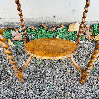 Oval Oak Barley Twist Side Table- Antique