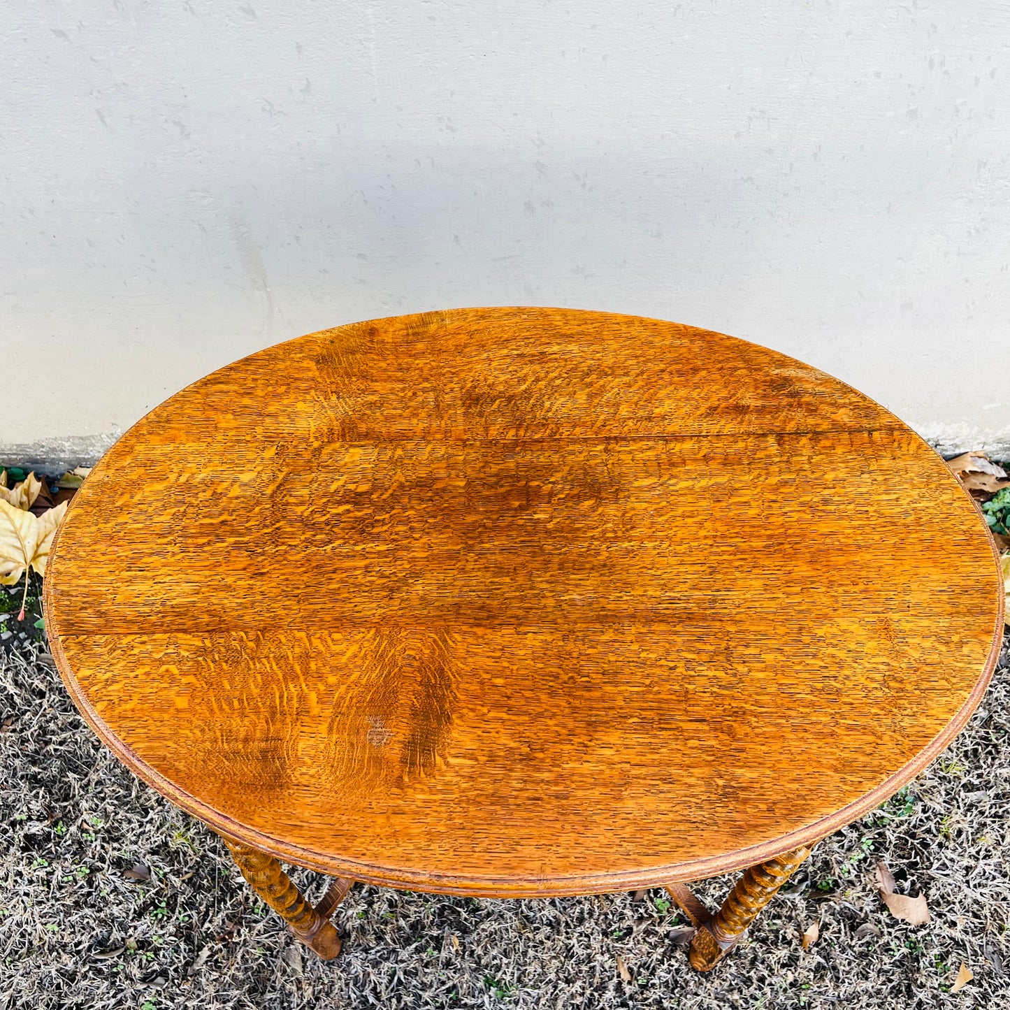 Oval Oak Barley Twist Side Table- Antique