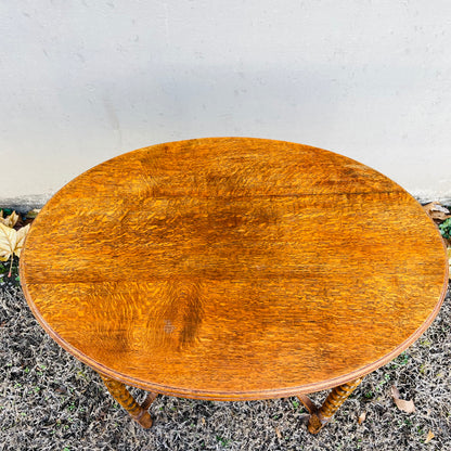 Oval Oak Barley Twist Side Table- Antique