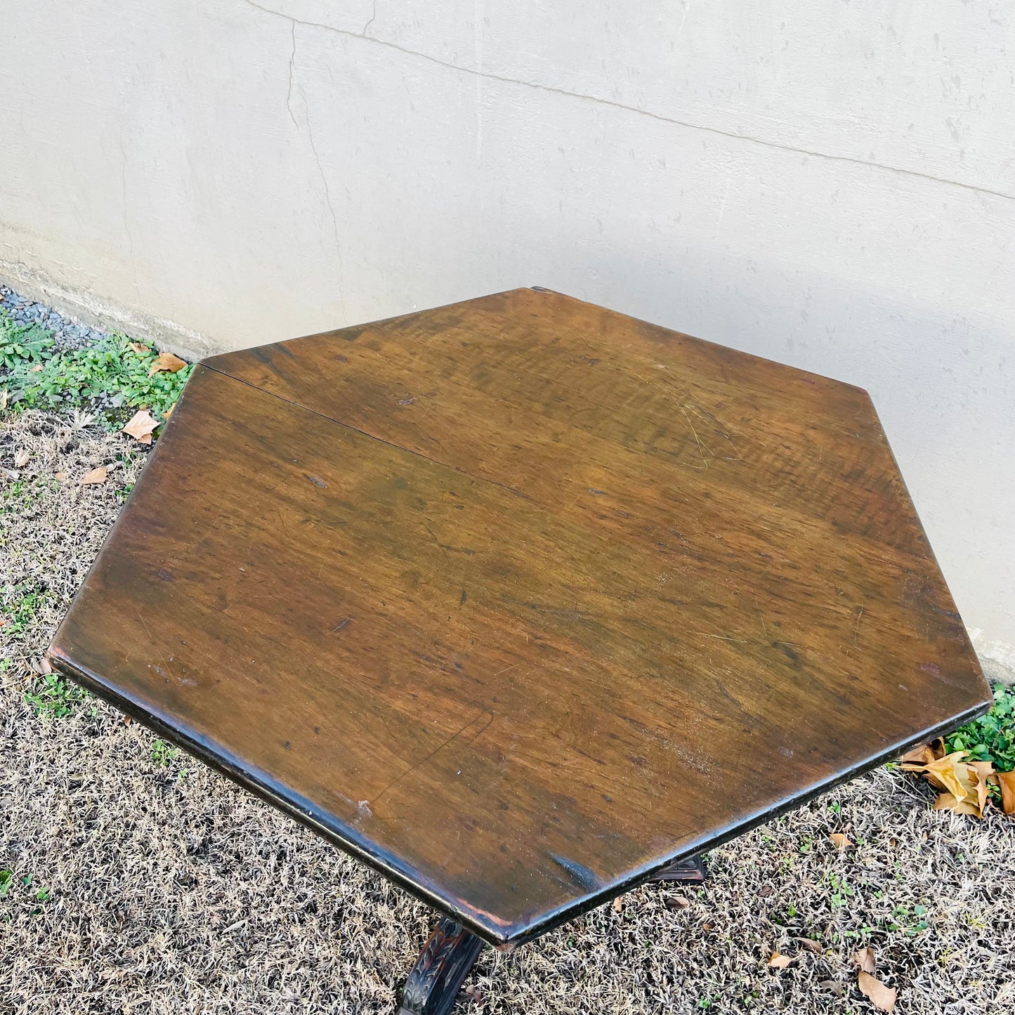 Italian Renaissance Carved Dark Walnut Parlor Table- Vintage