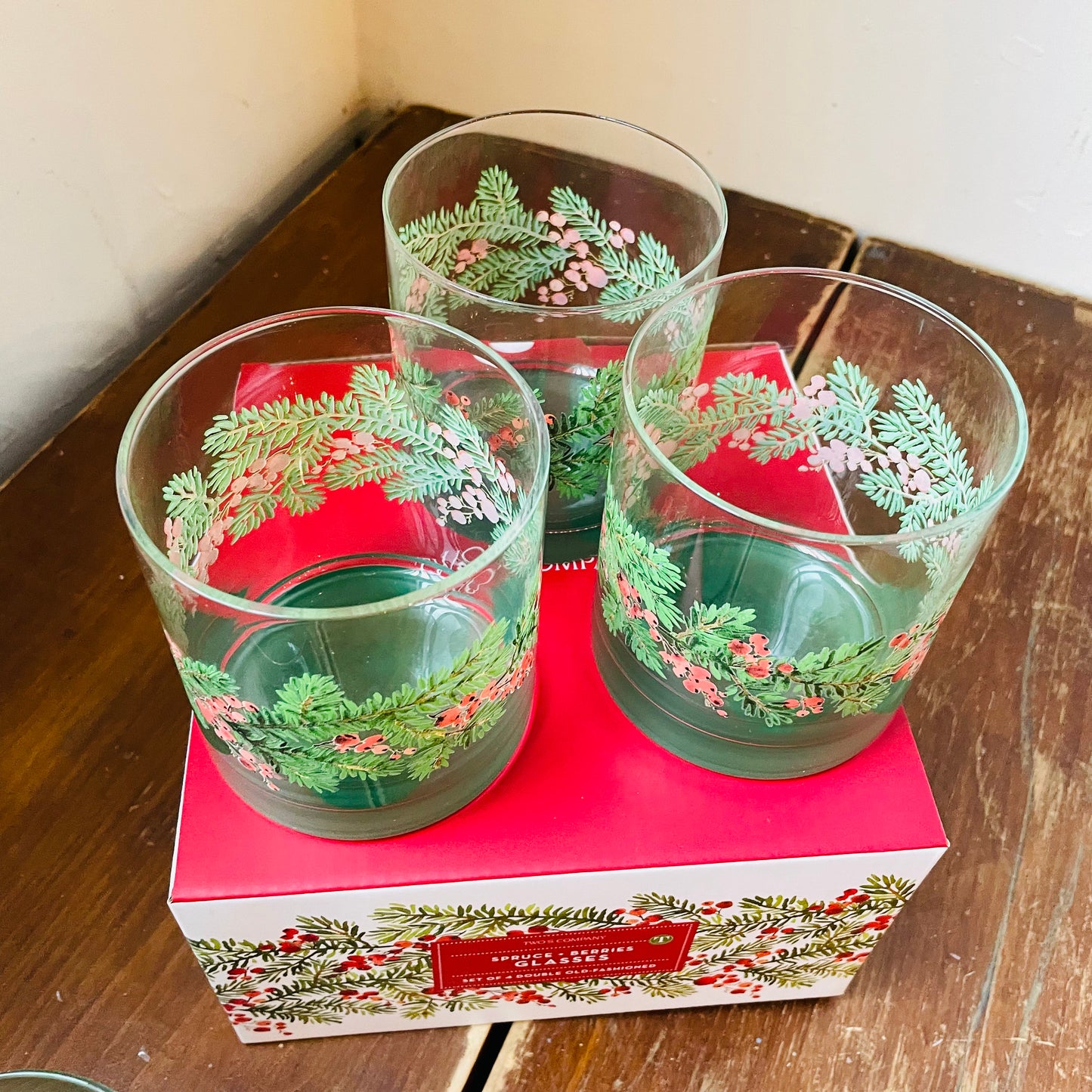 Merry Berry Set of 4 Double Old Fashion Glasses