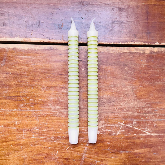 Sage Striped Taper Candles