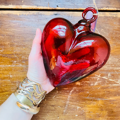 Red Medium Blown Glass Heart