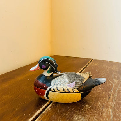 Wood Duck Duck Lidded Pot- Vintage