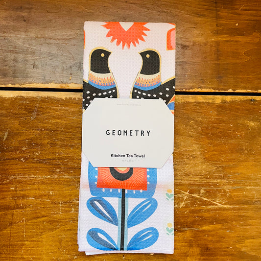 Scandi Lovebirds Tea Towel